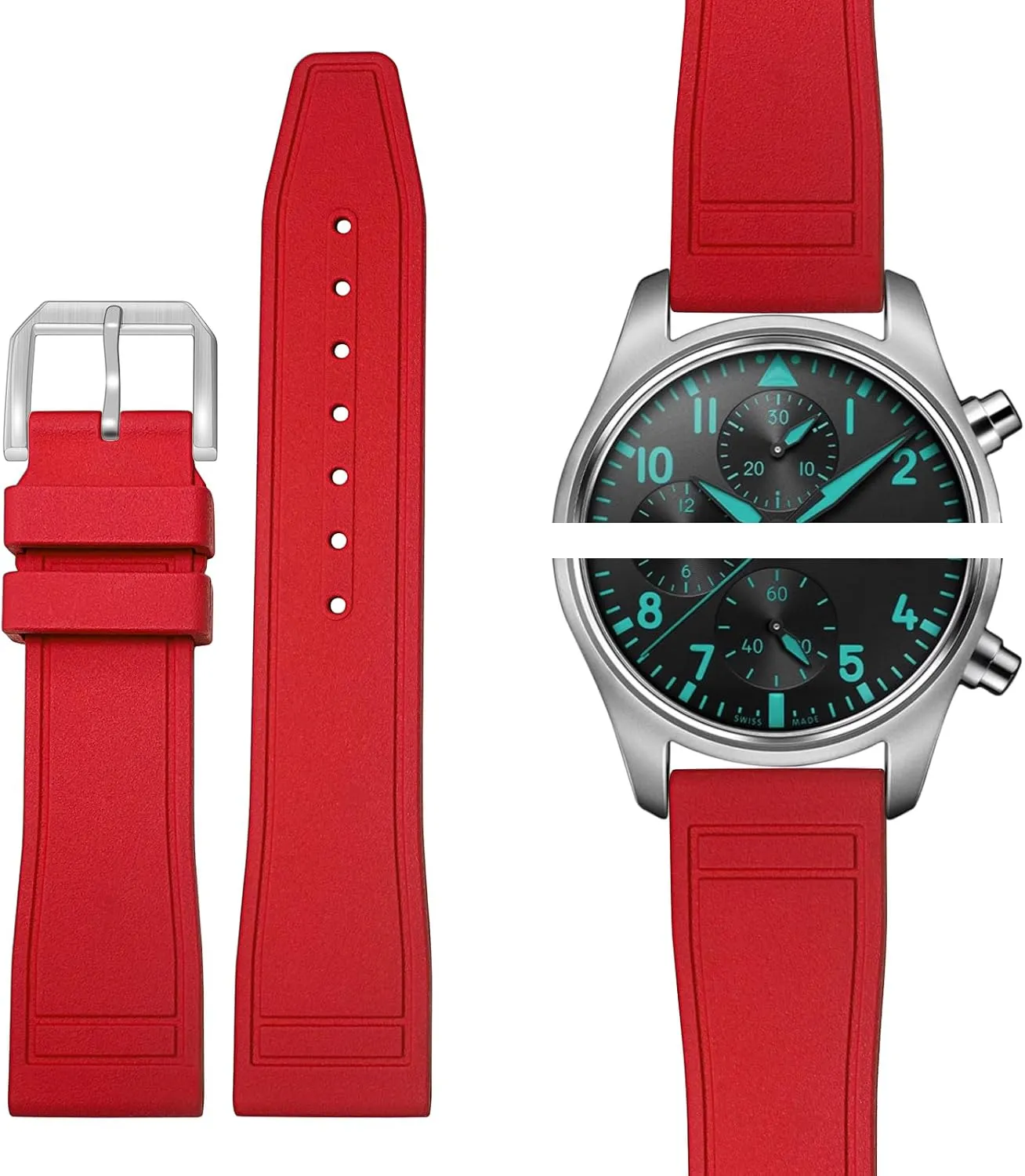Big Pilot Watchband For Portofino Watch subliminal colony stylish matrix Strap For Portugieser For TOP GUN 20mm 21 22mm Quick Release Fluorine Rubber Watch Band For Men Compatible With IWC Bracelet For 