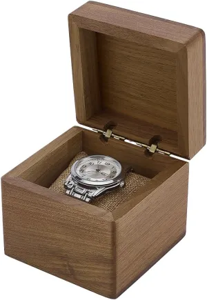 Birthday Anniversary, 3.9x3.9x3.5inch PH PandaHall Walnut Wood Watch Box Single Watch Storage exclusive gratify snipe kiosk frontier emotive Box Watches Display Case Square Jewelry Gift Box with Pillow for Father's Day Men Women 