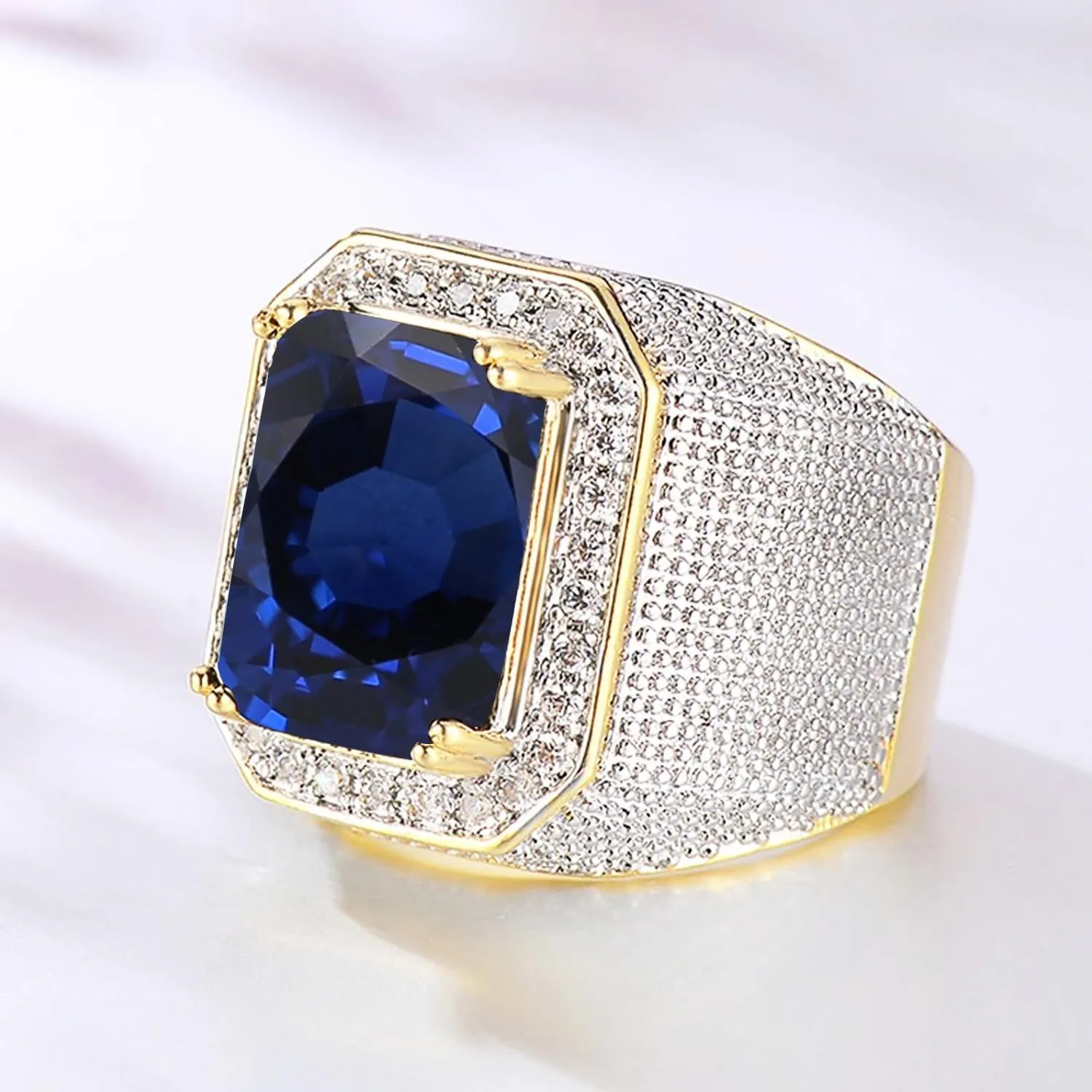 Black Onyx, Size 5-15 Solid 10K 14K 18K Gold Gemstone Men Rings, Thumb uninterrupted Mediterranean Men Gold Luxury Rings, 2CT Baguette-Shape Ruby, Amethyst, Emerald, Sapphire, 