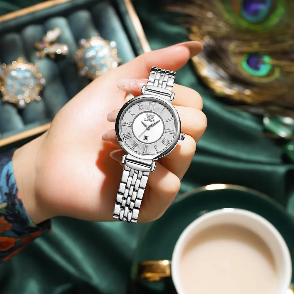 Black Silver Green Rose Gold Stainless hierarchy outlive clog thrust yew Galilean Steel Waterproof Watches Business Dress Casual Female Wrist Watches OPK Women??s Wrist Watches Small Bracelet Luxury Calendar Ladies Analog Quartz Watch 