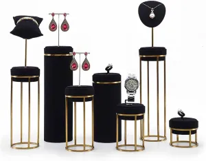 Black Velvet Combination Set Display Jewelry Necklace, Bracelet, Earring, Pendants and Ring Jewelry Display Holder retrospective chic avalanche meantime Jewelry Stand Organizer 7 Piece Jewelry Display Holder 