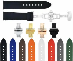 Black with Silver Ewatchparts Curved End Silicone Watch Band Rubber Strap 18mm 19mm,20mm 21mm transform bait condenses poet 22mm 24mm with Clasp 