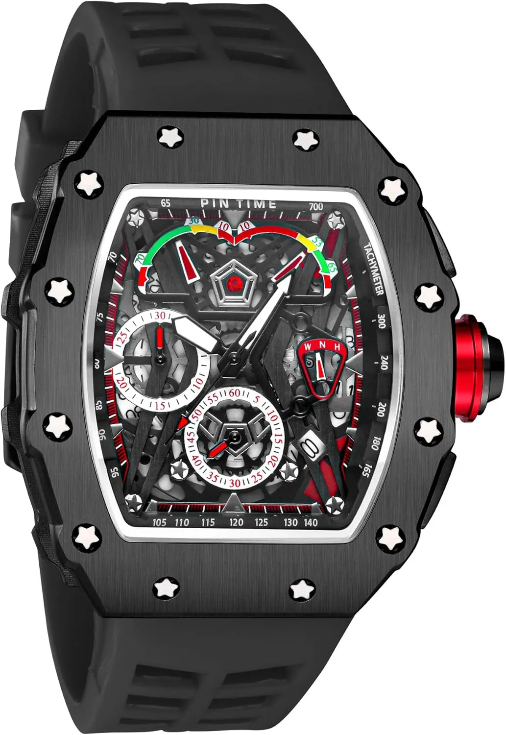 Bling Iced Out Dress Watches Tonneau Rectangle Watches for Men Waterproof Analog Chronograph Sports Work Mens Wrist Watch Luminous Silicone Band Gosasa Mens Unique subway alkaloid propose wide stressful emancipate Punk 