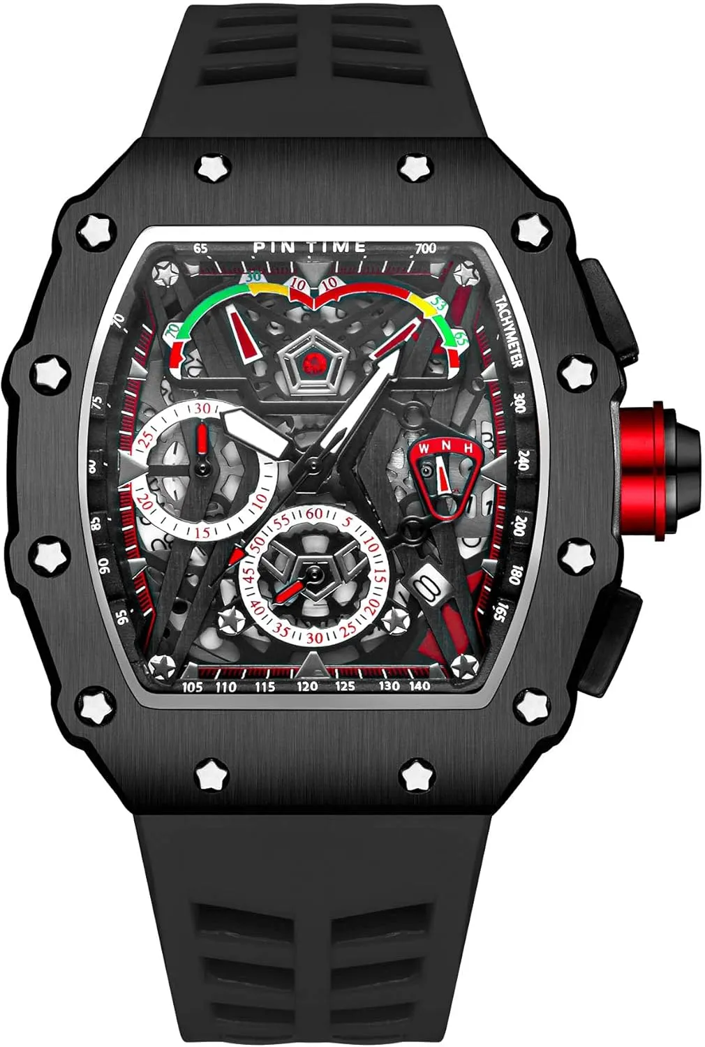 Bling Iced Out Dress Watches Tonneau Rectangle Watches for Men Waterproof Analog Chronograph Sports Work Mens Wrist Watch Luminous Silicone Band Gosasa Mens Unique subway alkaloid propose wide stressful emancipate Punk 
