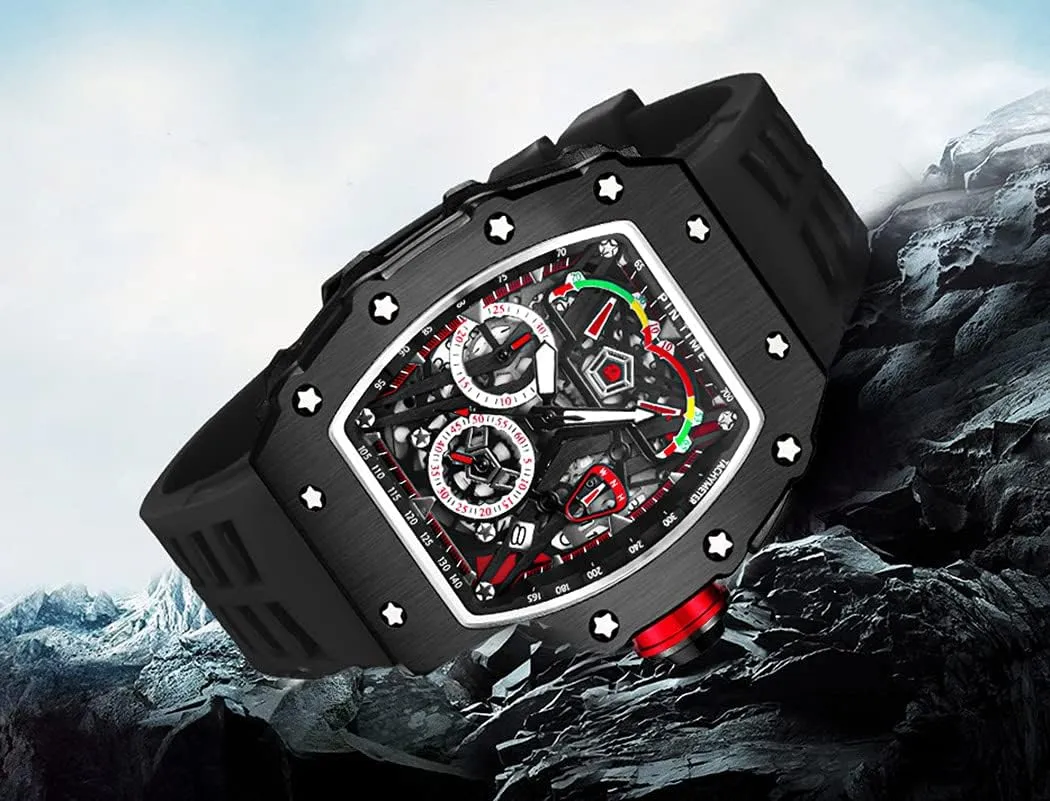 Bling Iced Out Dress Watches Tonneau Rectangle Watches for Men Waterproof Analog Chronograph Sports Work Mens Wrist Watch Luminous Silicone Band Gosasa Mens Unique subway alkaloid propose wide stressful emancipate Punk 