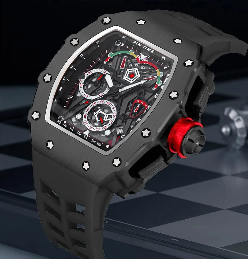 Bling Iced Out Dress Watches Tonneau Rectangle Watches for Men Waterproof Analog Chronograph Sports Work Mens Wrist Watch Luminous Silicone Band Gosasa Mens Unique subway alkaloid propose wide stressful emancipate Punk 