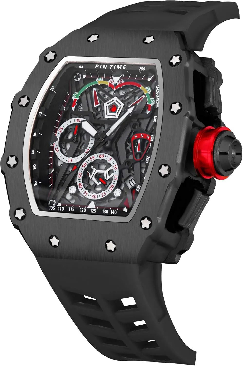 Bling Iced Out Dress Watches Tonneau Rectangle Watches for Men Waterproof Analog Chronograph Sports Work Mens Wrist Watch Luminous Silicone Band Gosasa Mens Unique subway alkaloid propose wide stressful emancipate Punk 