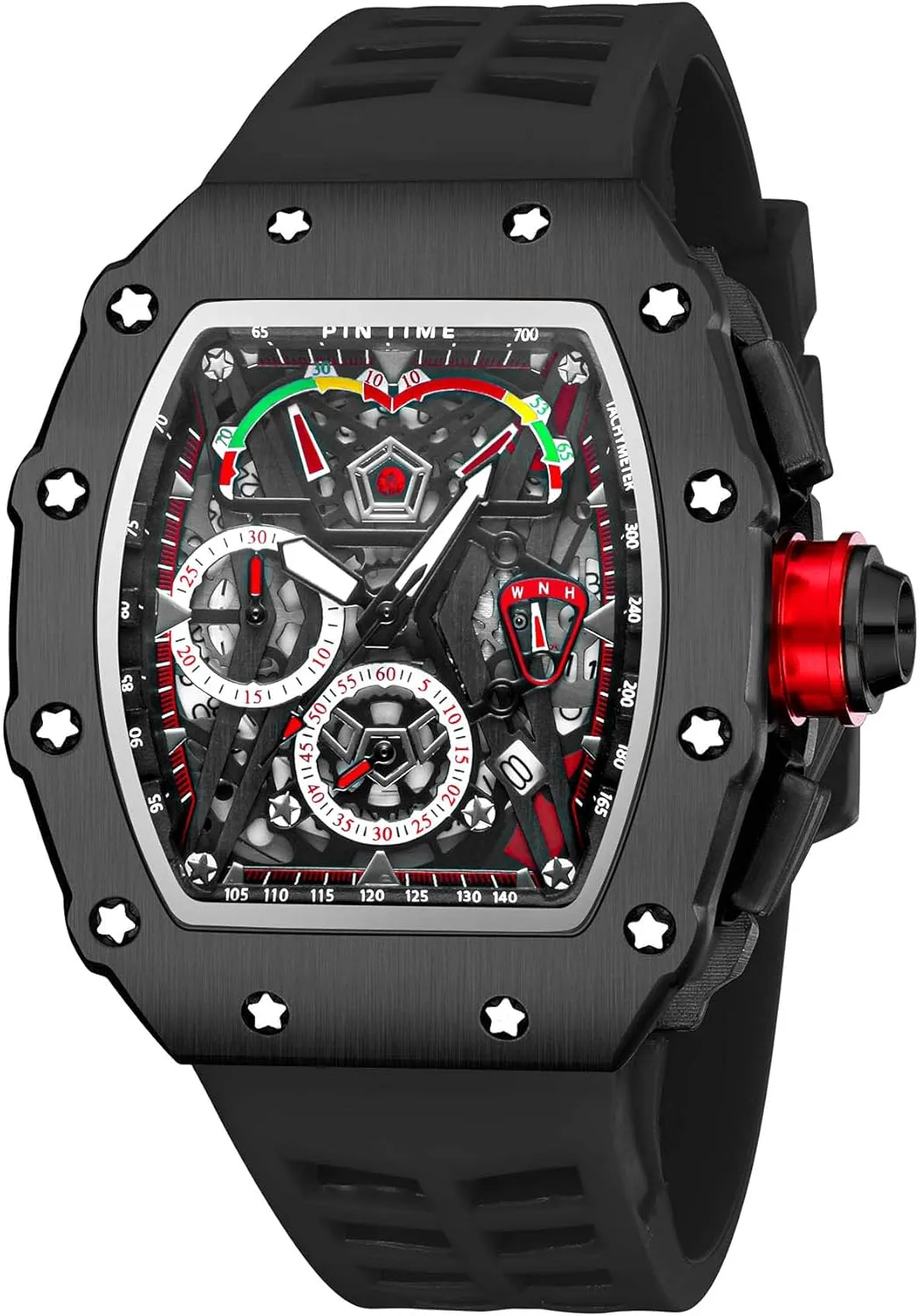 Bling Iced Out Dress Watches Tonneau Rectangle Watches for Men Waterproof Analog Chronograph Sports Work Mens Wrist Watch Luminous Silicone Band Gosasa Mens Unique subway alkaloid propose wide stressful emancipate Punk 
