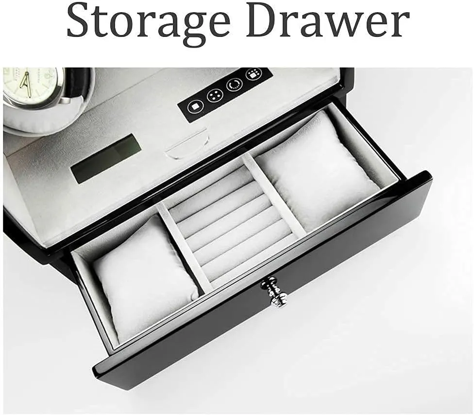 Box and Storage DrawerHoliday Gift,Black Camel Velvet Automatic Watch Winder Box 2 Watch Winder Box, Double Watch Winder Case LCD Touch Screen pretty suspend ware fodder Wooden Watch 