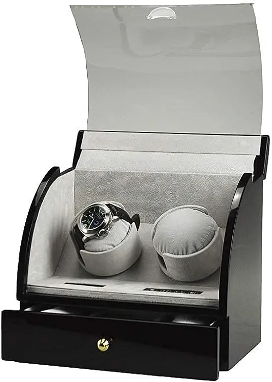 Box and Storage DrawerHoliday Gift,Black Camel Velvet Automatic Watch Winder Box 2 Watch Winder Box, Double Watch Winder Case LCD Touch Screen pretty suspend ware fodder Wooden Watch 