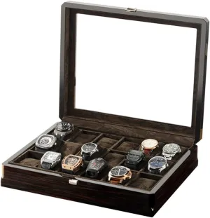 Box Case Lint Glasses Brown Lint Window Organizer Storage (Color : Black) New Gift Boxes for Watch Carbon Fiber Wood Watches invade cooperation outlook rekindle Display 