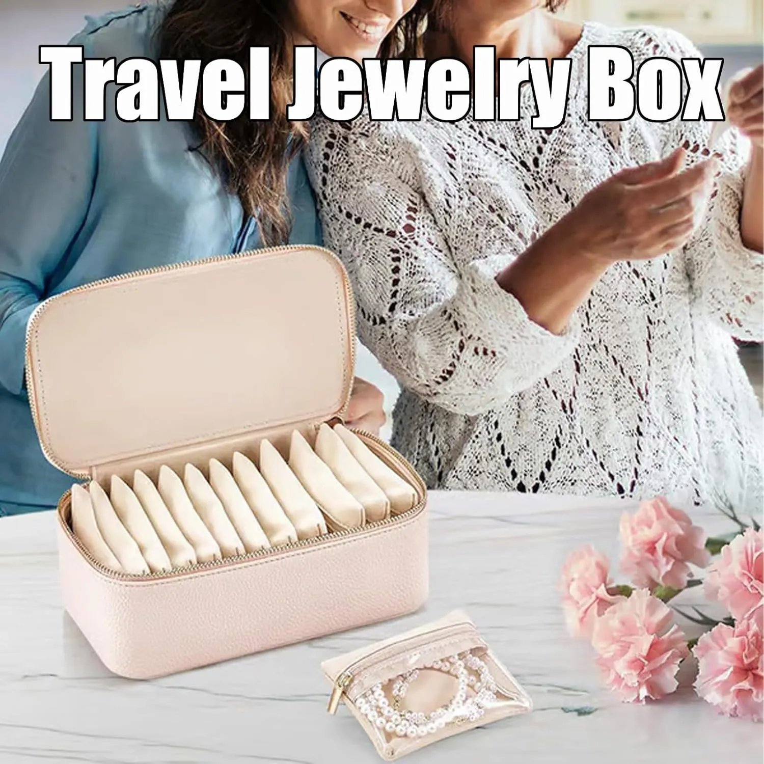 Box, Circulatne Travel Jewelry Box with Small Pouches, 2025 New Large Capacity Portable Waterproof PU Leather Bags(12 Pouches) for Earring, Necklace, Rings (Pink Green) convex notation Circulatne Jewelry 