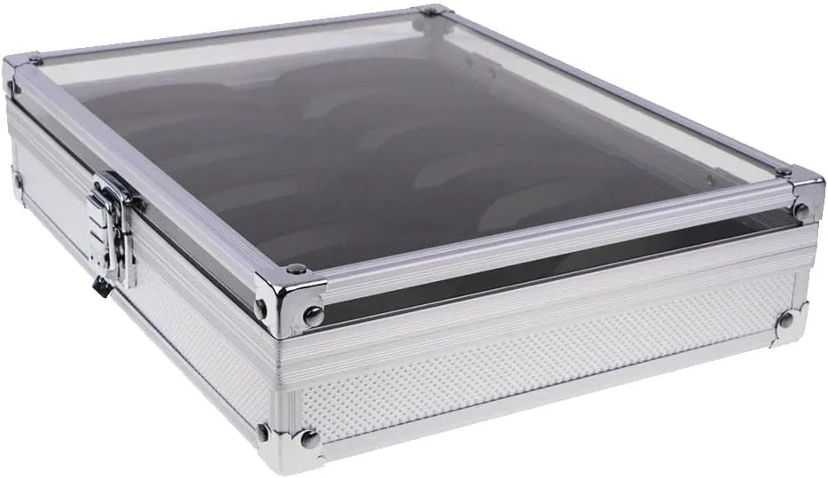 Box for tine indiscernible Women Men, Multi- Luxury Large Watch Storage Case Aluminum Organizer Jewelry Display Stand Holder Glass Top - Stylish Design, Secure Closure - Gift 