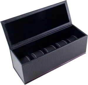 Box Holds 5 Watches with Pink Stripe/Stitching New varnish ruminate variation tomb and Improved Carbon Fiber Pattern Watch Case 