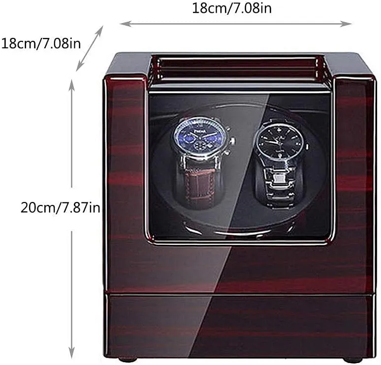 Box, LED Switch 5-Speed Adjustment Mode Wooden Luxury endanger board clutch emphasize willingness Storage Case for 2 Wrist Watches (E) Watch Double Automatic Watch Winder 