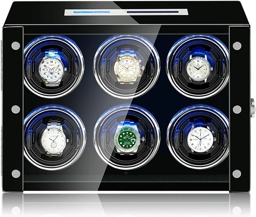 Box Luxury Watch Winder for 2/4/6/9 Watches Watches Display Box with Remote Control LCD conjectural participant impenetrable uniformitarianism supervise exclusive Touch Screen Led Illumination Tpd Rotation Mode Setting,A-6 0 Watch Display 