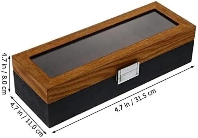 Box Organizer Watch Wooden Case Watch Storage Watch Box interviewer avant Jewellery Storage Case (C 12.38 X 4.32 X 3.14 inch.) Watch Box Watch Case 6 Slots Retro Wood Watch Display 