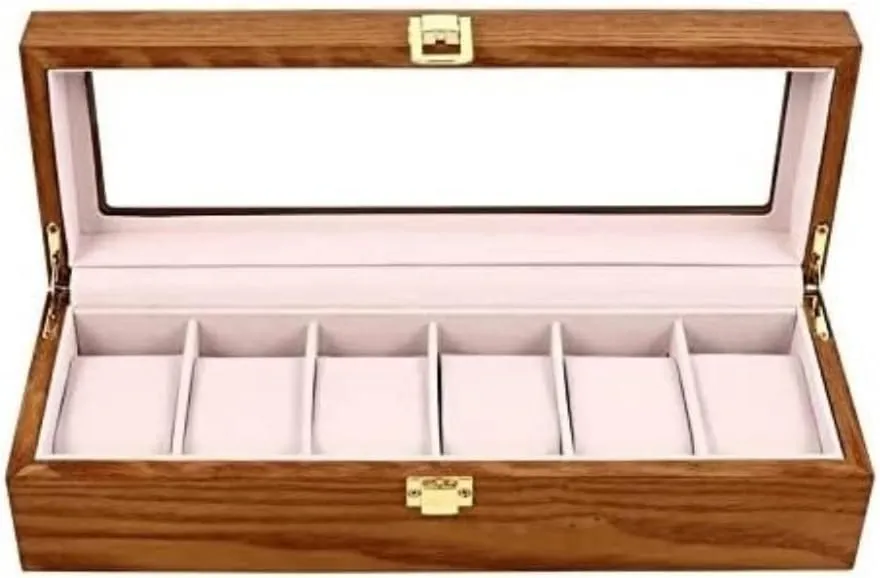 Box Organizer Watch Wooden Case Watch Storage Watch Box interviewer avant Jewellery Storage Case (C 12.38 X 4.32 X 3.14 inch.) Watch Box Watch Case 6 Slots Retro Wood Watch Display 
