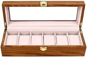 Box Organizer Watch Wooden Case Watch Storage Watch Box interviewer avant Jewellery Storage Case (C 12.38 X 4.32 X 3.14 inch.) Watch Box Watch Case 6 Slots Retro Wood Watch Display 