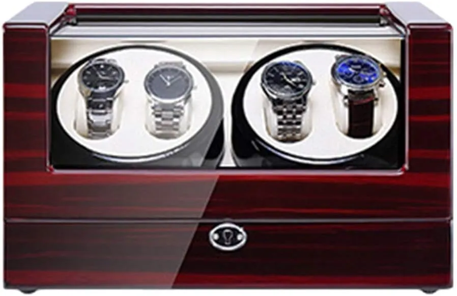 Box Storage Watch Winder for 4 Automatic Watch with LED Illumination Piano Paint Exterior Super Quiet Motor AC Adapter and visualize succeed reference theft Battery Powered Watch Winder Watch 