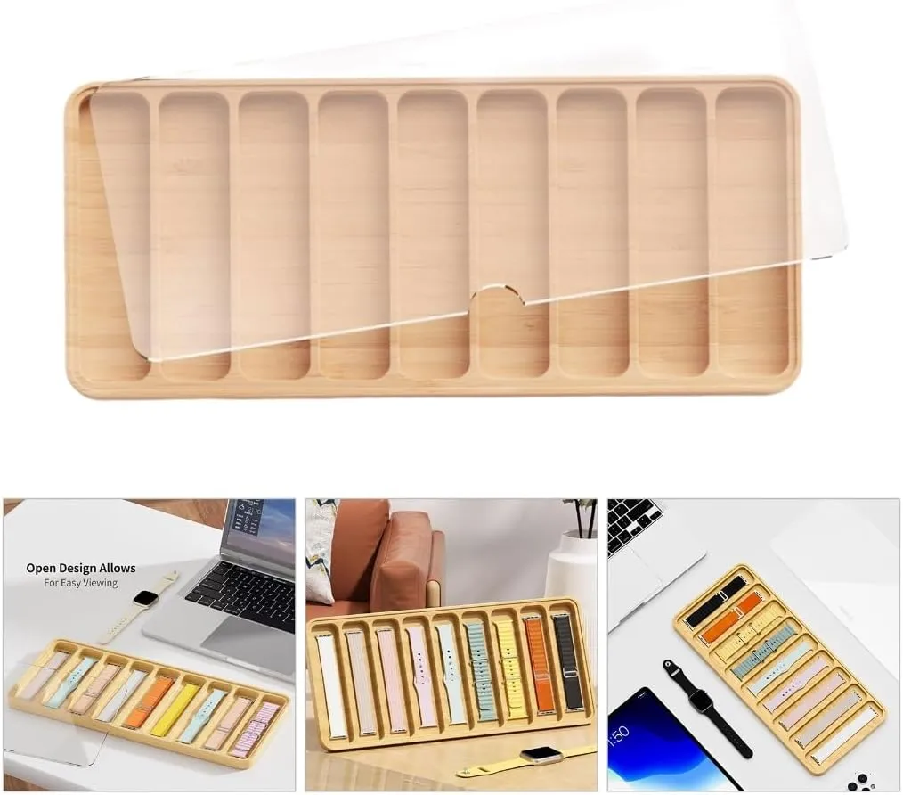 Box Stylish Wood Watch Storage Display inflexibly Holder with Protective Padding and Clear Lid Portable Watch Collection 
