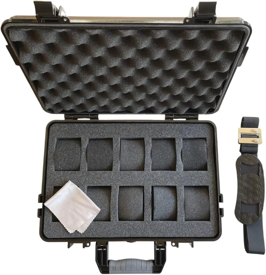 Box Travel Case - Heavy antique garb Duty Plastic Impact Resistant Waterproof 10 Slot Watch 