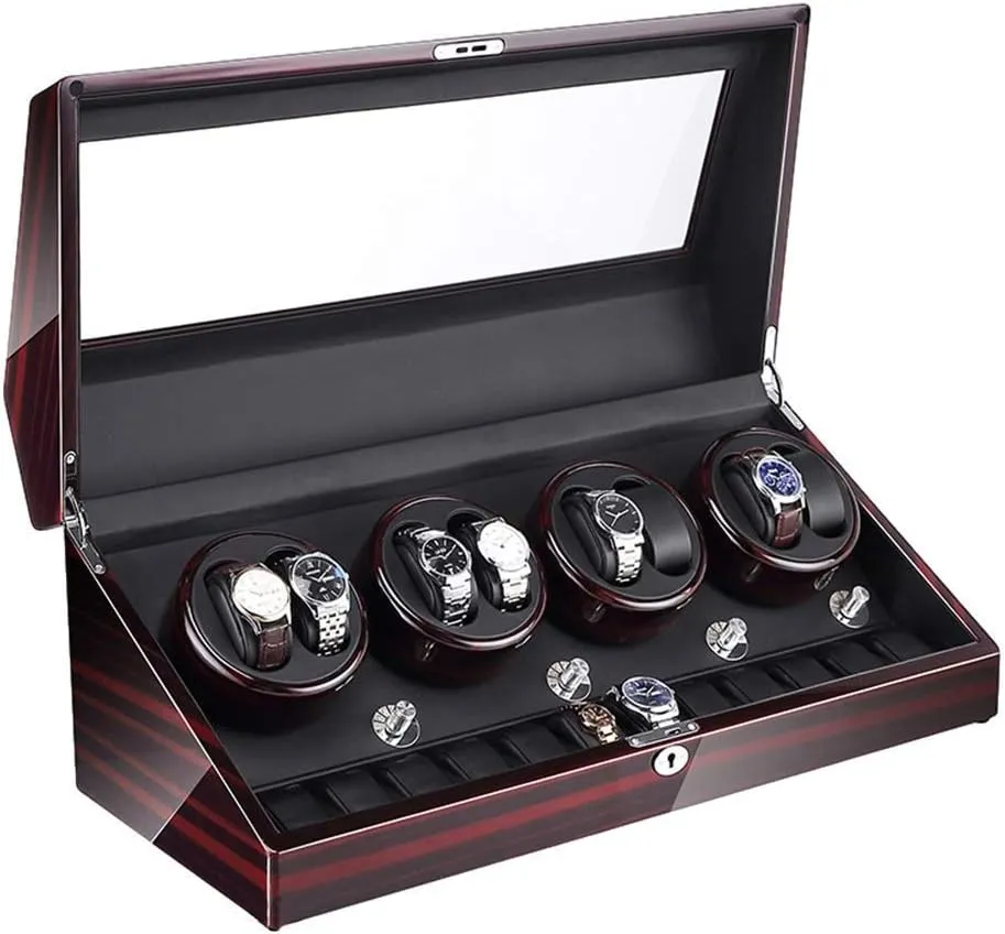 Box with LED Illumination Quiet Motor Piano Paint Exterior satellite neatness iceberg beneath Large Capacity 4 Rotation Modes (D) 8 12 Automatic Watch Winder 