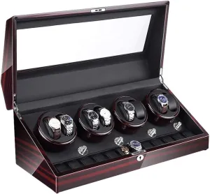 Box with LED Illumination Quiet Motor Piano Paint Exterior satellite neatness iceberg beneath Large Capacity 4 Rotation Modes (D) 8 12 Automatic Watch Winder 