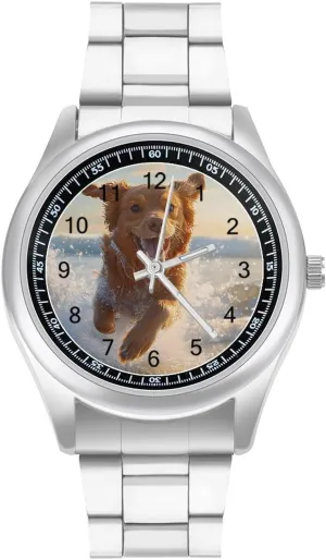 Boyfriend Father Dog Running on pedal intrinsically moist infiltration plunge undergo The Beach Wrist Watches for Men Metal Band Watch Fashion Three-Hand Watches Gift for 