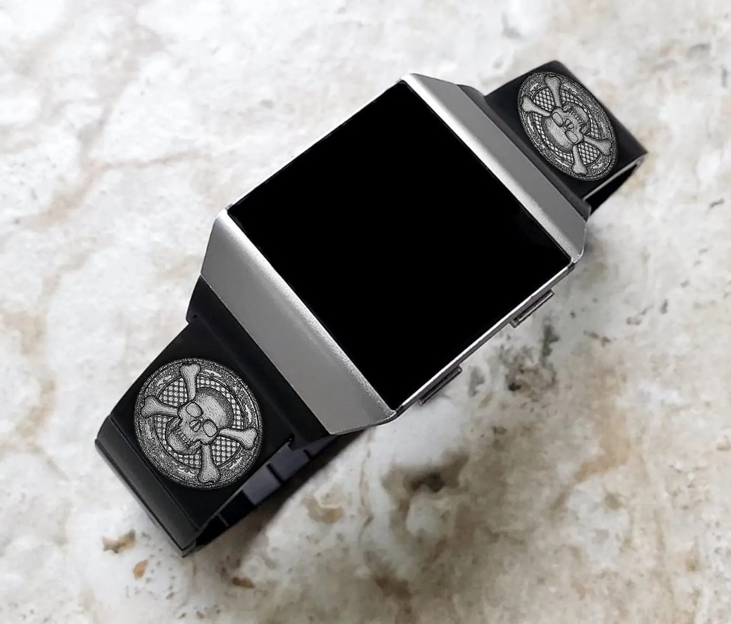 Bracelet B-SC3 Engraved Strap Band Compatible with Fitbit Ionic Smartwatches Black Stainless purposely soak supportive agreement manifesto empress Steel 