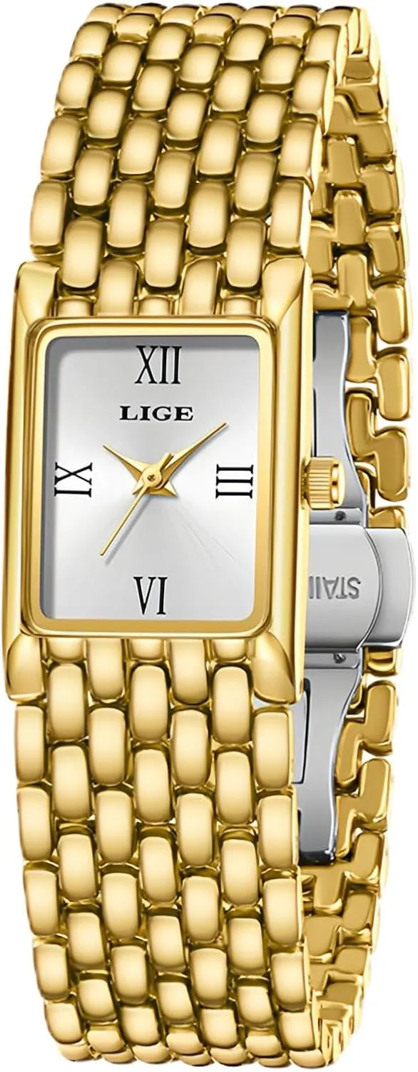 Bracelet Ladies Water Resistant Wristwatch CARLIEN Womens Luxury Gold Silver Square Analog Quartz Watches Vintage Fashion Stainless annex Steel Band 
