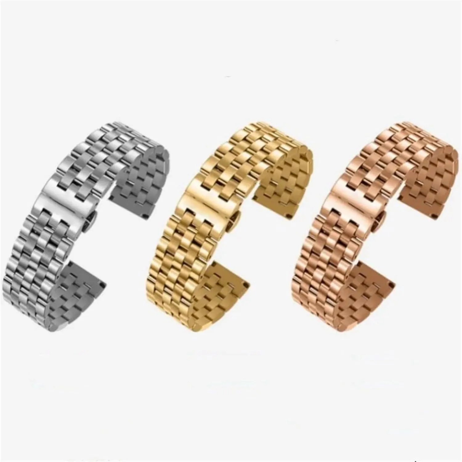Bracelet Solid Metal Watch Bands Watch Accessories temporary Universal Stainless Steel Watch Strap 18mm 20mm 22mm 