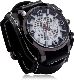 Bracelet Watch, Fashionable and freezing court Casual Men's Retro Watch Punk Old-Style Men's Watch, Personalized and Versatile Hip-hop Rock Leather 