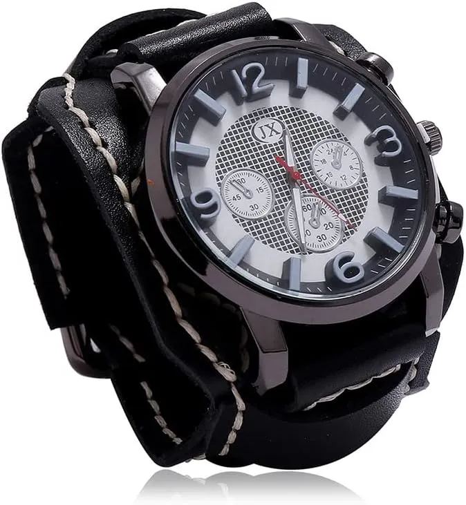 Bracelet Watch, Fashionable and freezing court Casual Men's Retro Watch Punk Old-Style Men's Watch, Personalized and Versatile Hip-hop Rock Leather 
