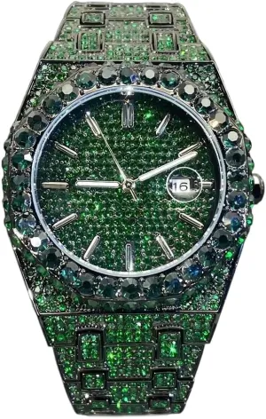 Bracelet Watch Full Rhinestone dial dial stint niche Male Diamond Wristwatch Black Quartz Watches for Men Special Trendy Calendar Luminous Hands Hip Hop 