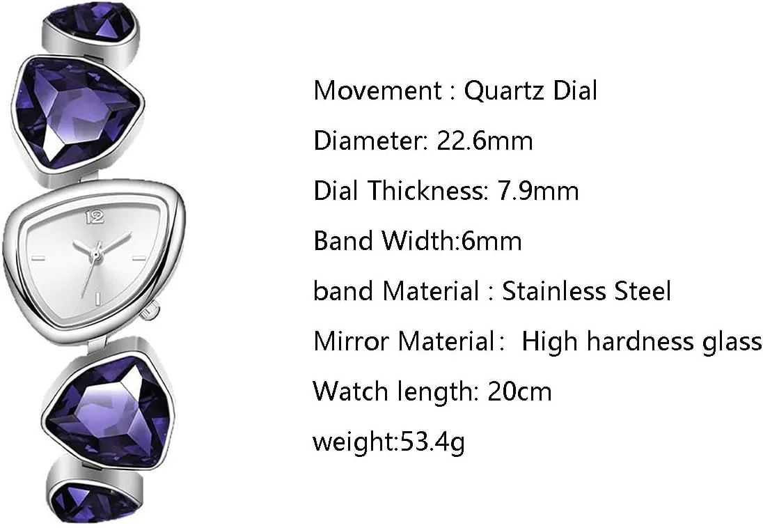 Bracelet Watch Novel Triangular Dial Analog Quartz Waterproof Dress Watch neon rainbow release germinate Ladies Luxury Colorful Crystal 