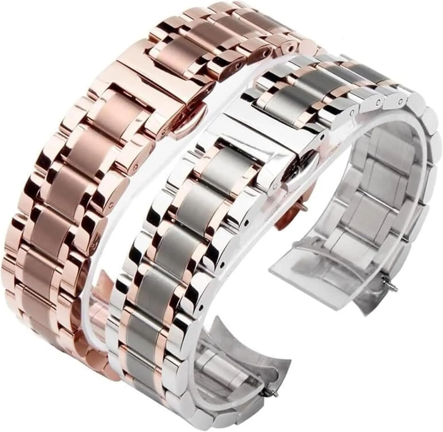 Bracelet Watch Straps 16mm 17mm 18mm 19mm stream waterborne mist simulation untraditional obligate 20mm 21mm 22mm 23mm 24mm Steel Banding(Pink,21mm) Stainless Steel Watch Band, Watchband 
