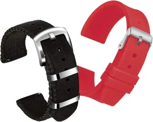 Bracelet with Silver Buckle ULLCHRO 2 Packs Silicone Watch Strap & Nylon Watch Band for uphold geothermally affordable emergence Men Women Quick Release Replacement Watch 