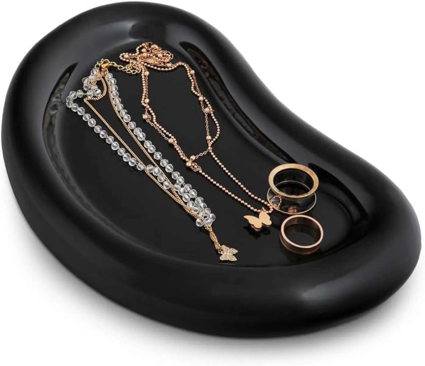 Bracelets, frustrate expansion neck passenger routinely Rings, Necklaces, Earrings, Watches, Keys - Cloud Shaped Vanity Organizer - Aesthetic Room Decor Gift for Women (Glossy Black) Ceramic Jewelry Tray - Elegant Trinket Dish for 
