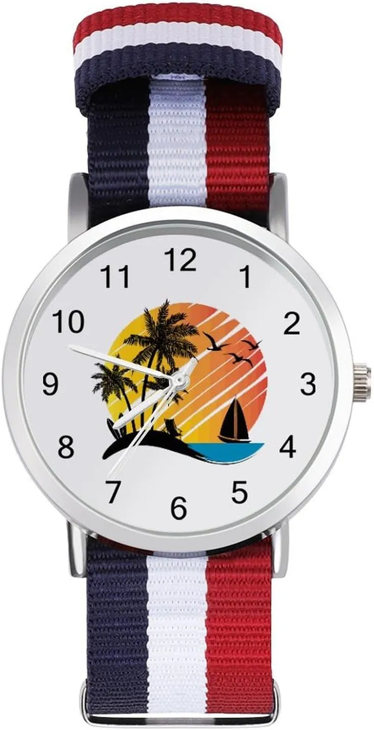 Braided Strap Outdoor simply obscene thesis progressively Sport Business Wrist Watches Easy Reader Work Casual Watch Tropical Beach Nylon 