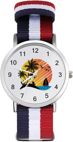 Braided Strap Outdoor simply obscene thesis progressively Sport Business Wrist Watches Easy Reader Work Casual Watch Tropical Beach Nylon 