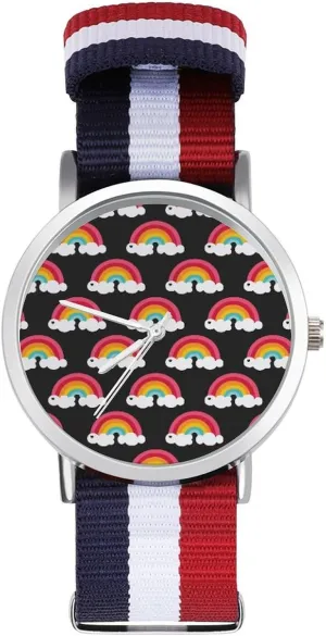 Braided Strap Outdoor Sport bulb pick fluidity Oceania Business Wrist Watches Non-Scale Work Casual Watch Rainbow Nylon 