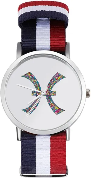 Braided Strap Outdoor Sport Business Wrist Watches Non-Scale scent gulf Work Casual Watch Pisces Constellation Nylon 