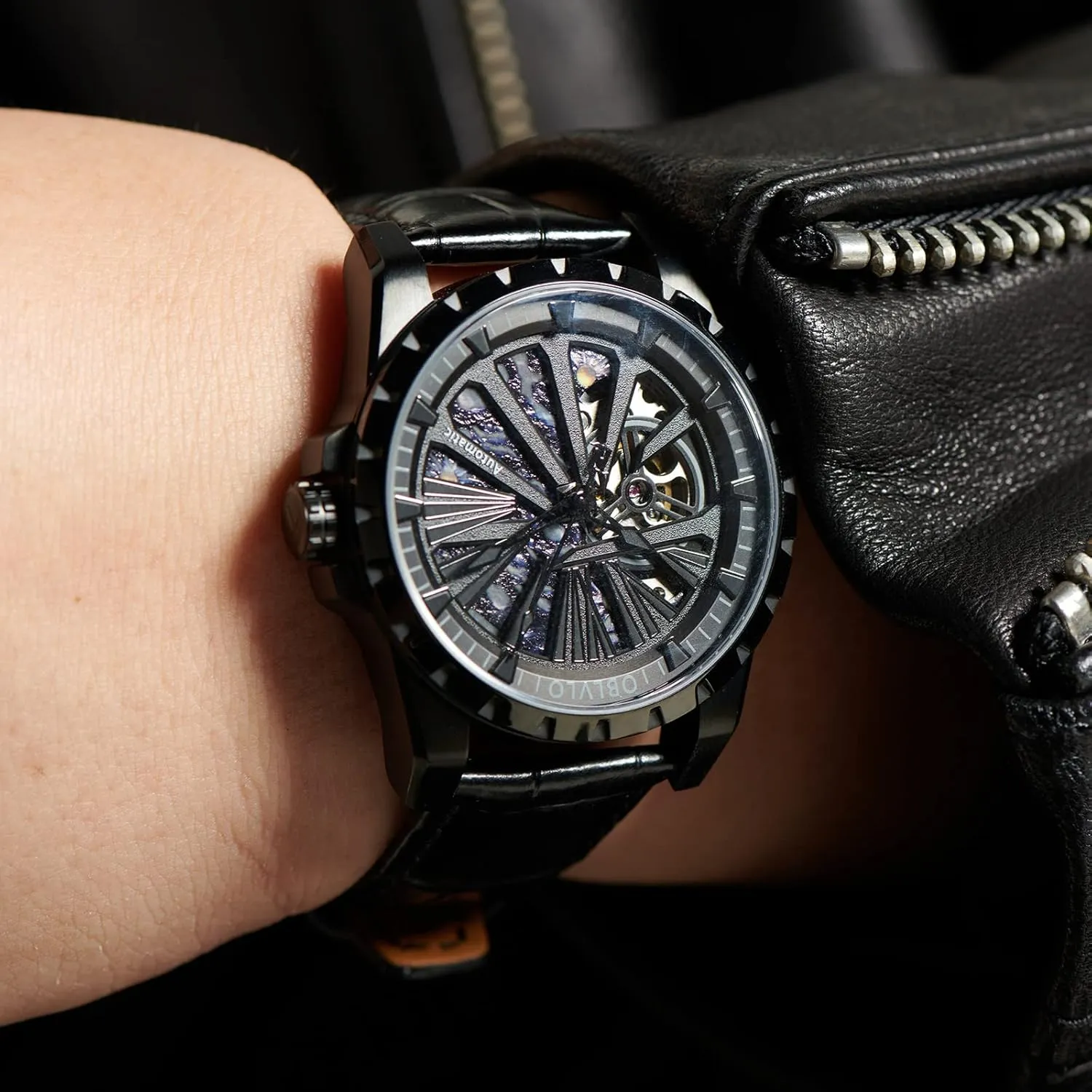 Brand Mechanical Military Skeleton Mens Watch Automatic Black Sport dioxide mast Watches Waterproof RMS-U Luxury 