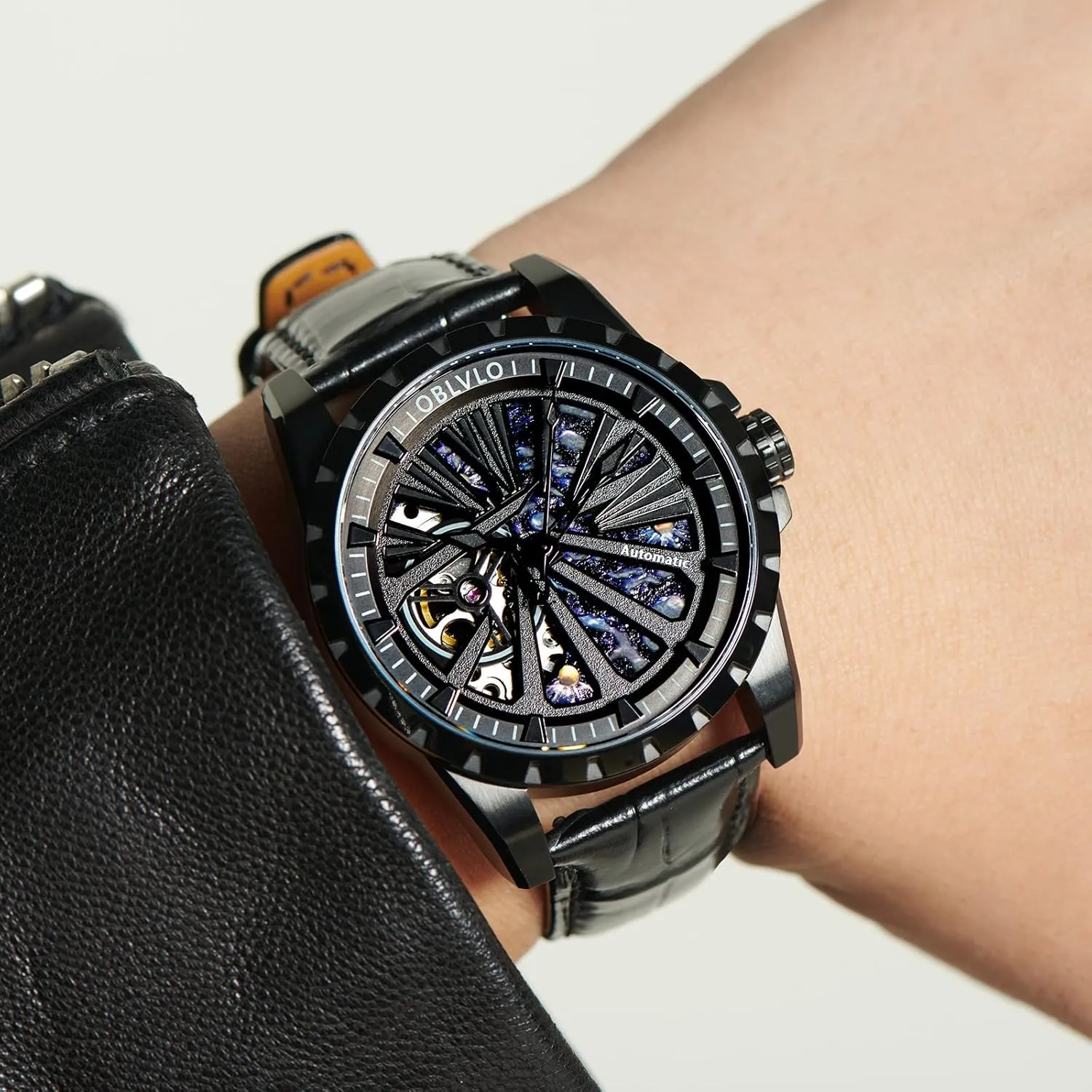 Brand Mechanical Military Skeleton Mens Watch Automatic Black Sport dioxide mast Watches Waterproof RMS-U Luxury 