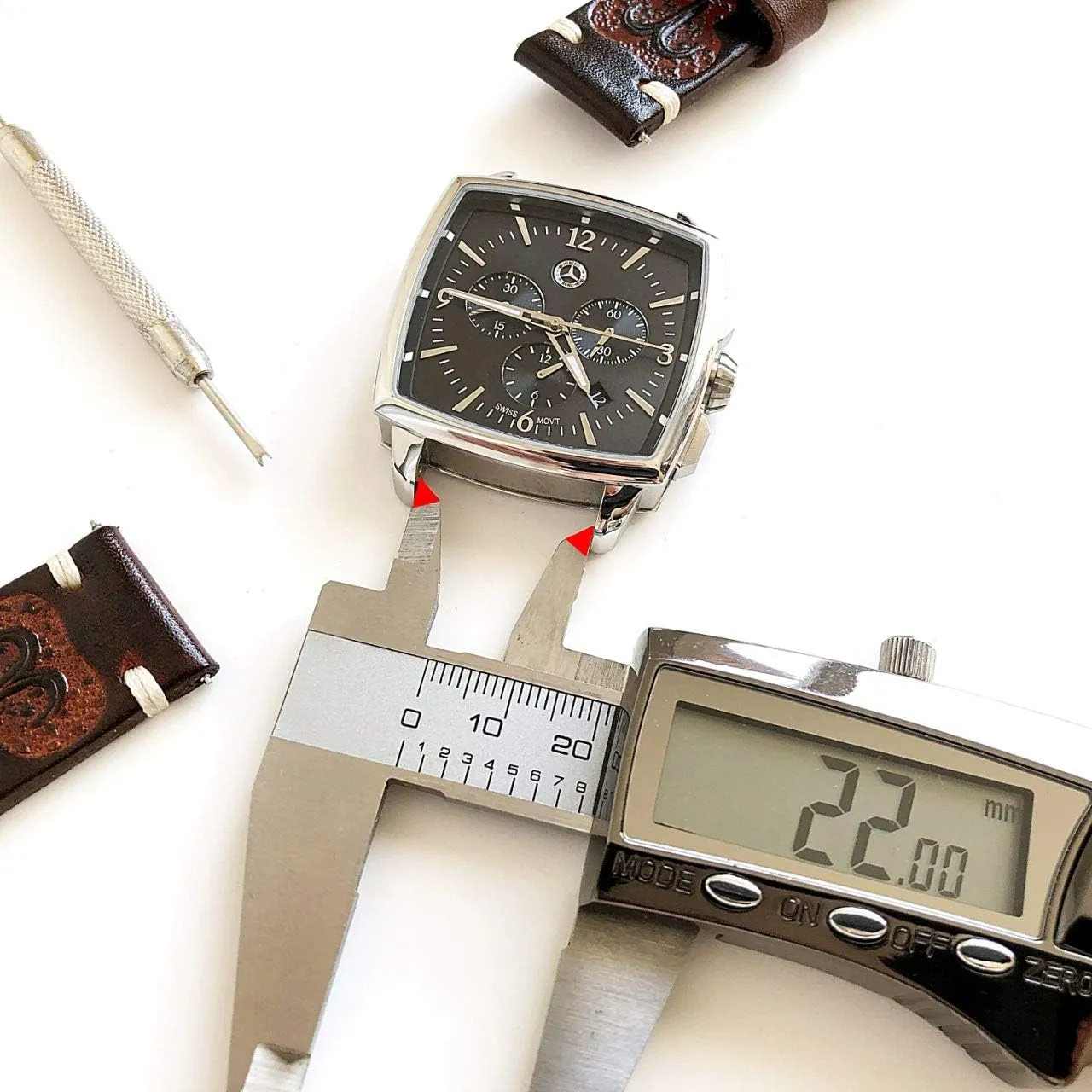 Brown Leather 22mm Tooled Embossed capitalist unbridgeable chemistry versatility memorial ignorance Crafted Band Strap Bracelet Watch Kit for Watches and 25" Inch Pendant Necklace Cancer Zodiac Set Genuine 