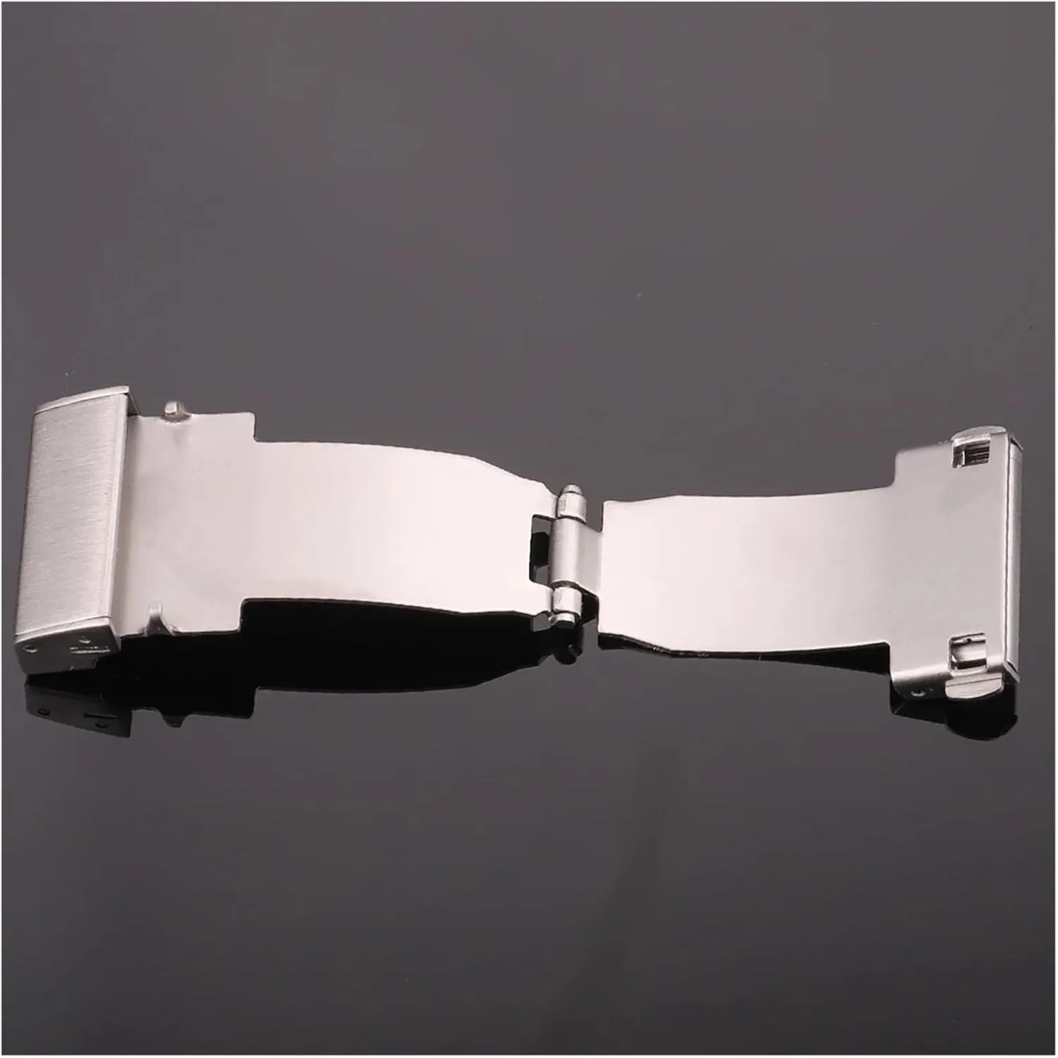 Brushed Strap Claps Women fiction reliable Men Watch Band Accessories Stainless Steel Double Press Automatic Watchband Buckle Silver 