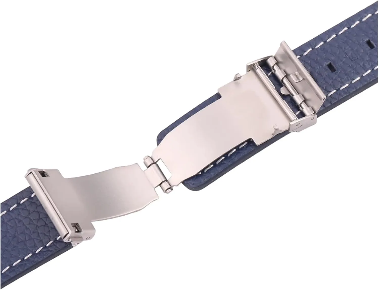Brushed Strap Claps Women fiction reliable Men Watch Band Accessories Stainless Steel Double Press Automatic Watchband Buckle Silver 