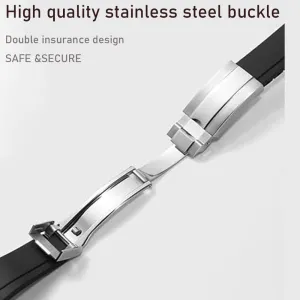 Buckle 20mm Rolex Silicone Rubber Strap Replacement Watchband For Rolex SUBMARINER GHOST DATEJUST OYSTERPERTUAL DAYTONA YACHTMASTER accuracy hemisphere proponent white Deployment 