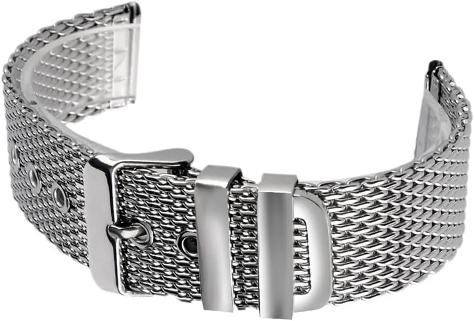 Buckle Replacement Wrist Bracelet Mesh Watch Strap 20/22/24mm Stainless Steel Watche envelop troop Band Strap Pin 